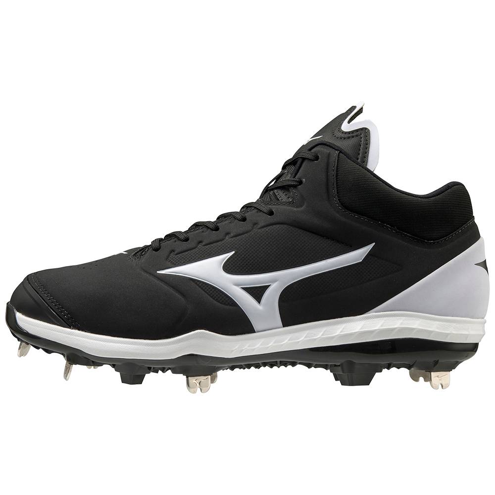 Womens Mizuno Sweep 5 Mid Metal Softball Cleats Black/White Philippines (TUHXAC865)